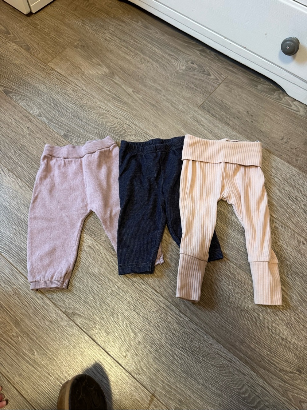 Kids Ribbed and Knit Leggings Set - Pink, Black, Blush